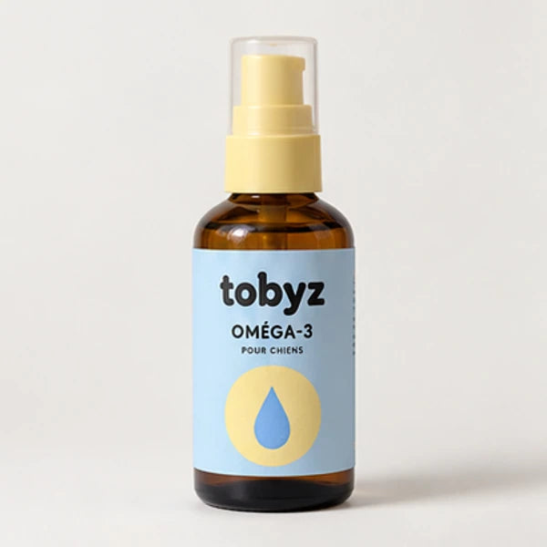 Oméga-3 pour chien — vue du produit, visuel illustratif